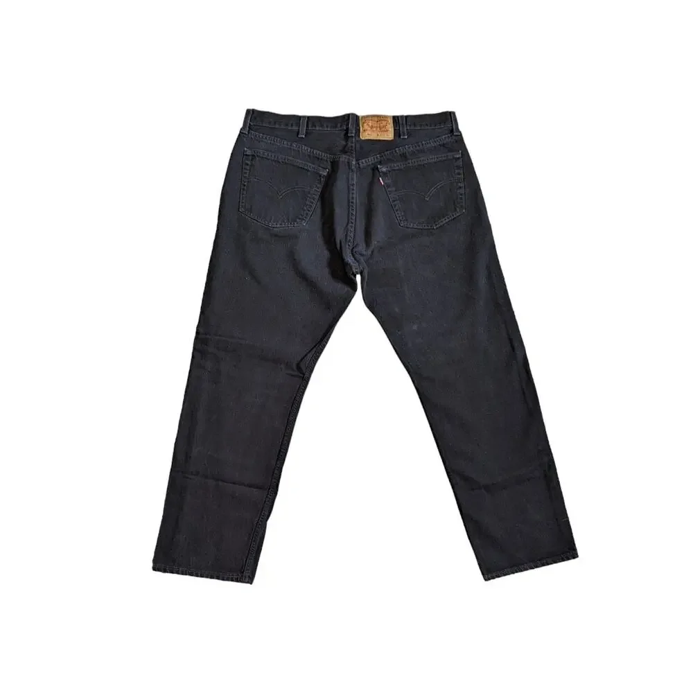 Vintage Y2K Levi 501 Jeans Black Faded Made in USA Button Fly Mens 42 Pant Denim